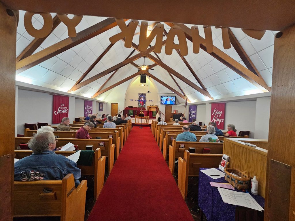 a view of a church sanctuary from the back
