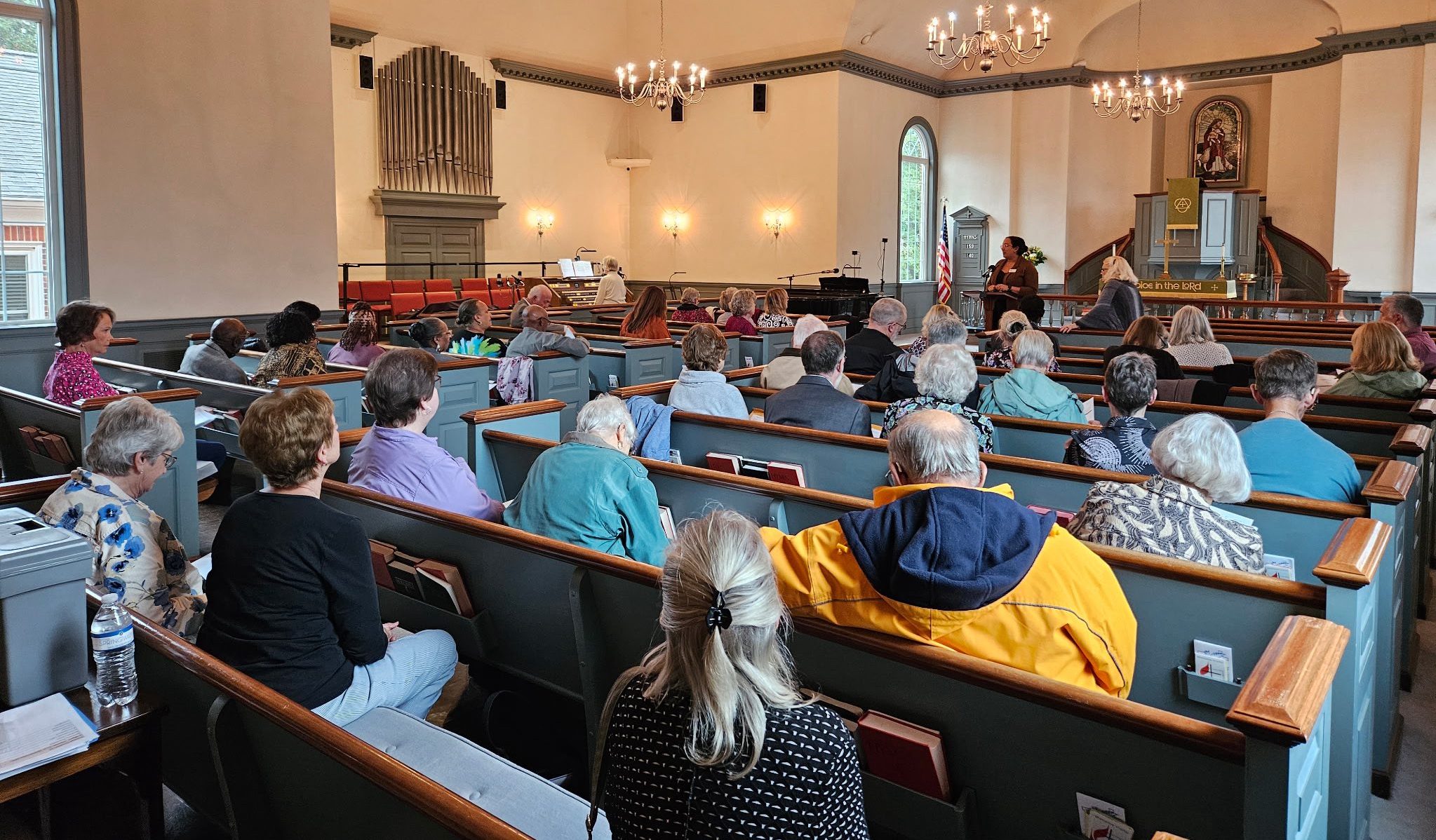 folks at charge conference--people in pews